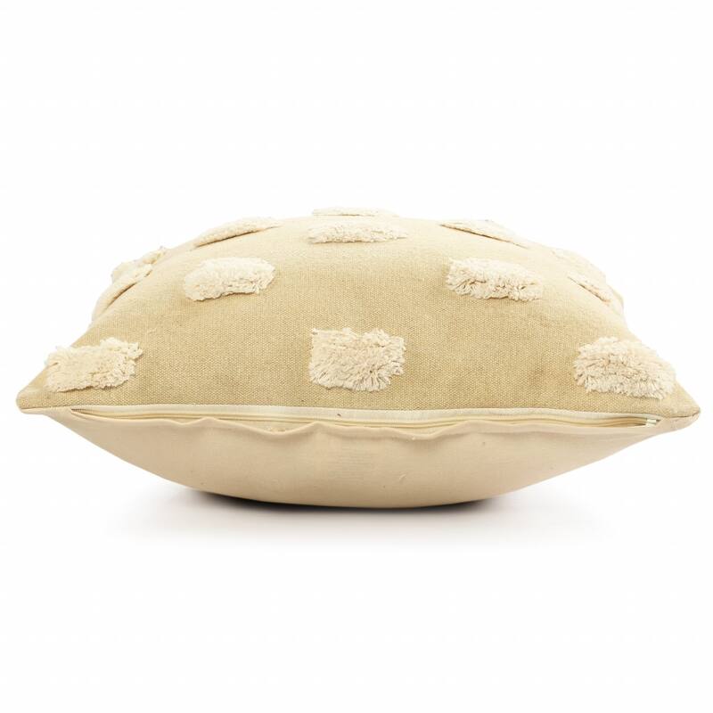 HomeRoots 20" X 20" Cream And White 100% Cotton Zippered Pillow