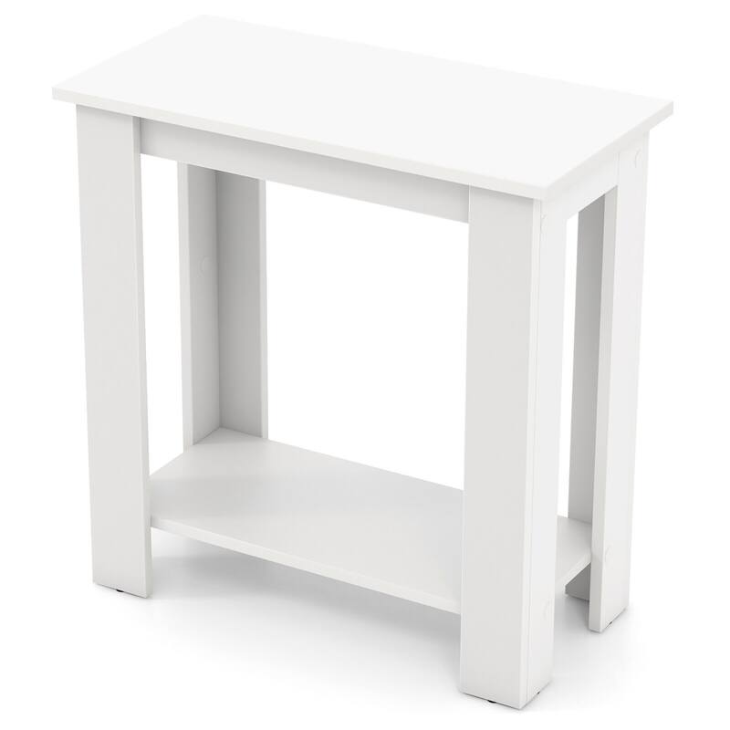 Gymax 2-Tier End Table Modern Sofa Bedside Table Compact Nightstand