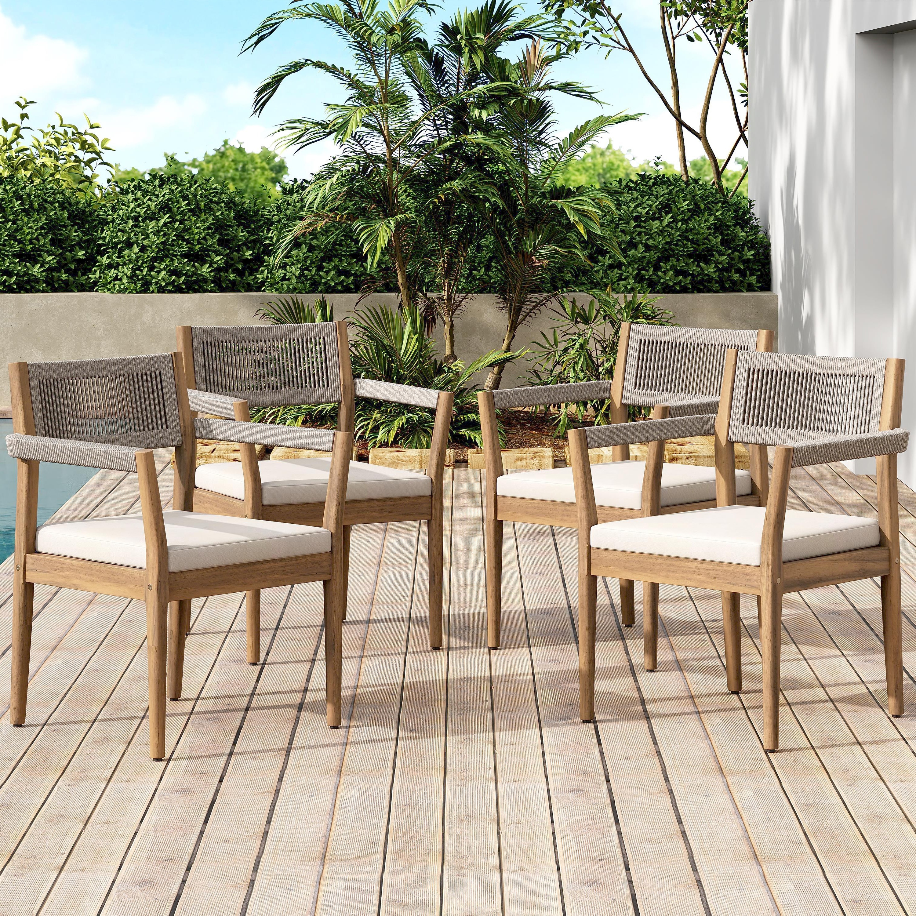 Christopher Knight Home - Sable Acacia Wood Rope Outdoor Dining Chair Set