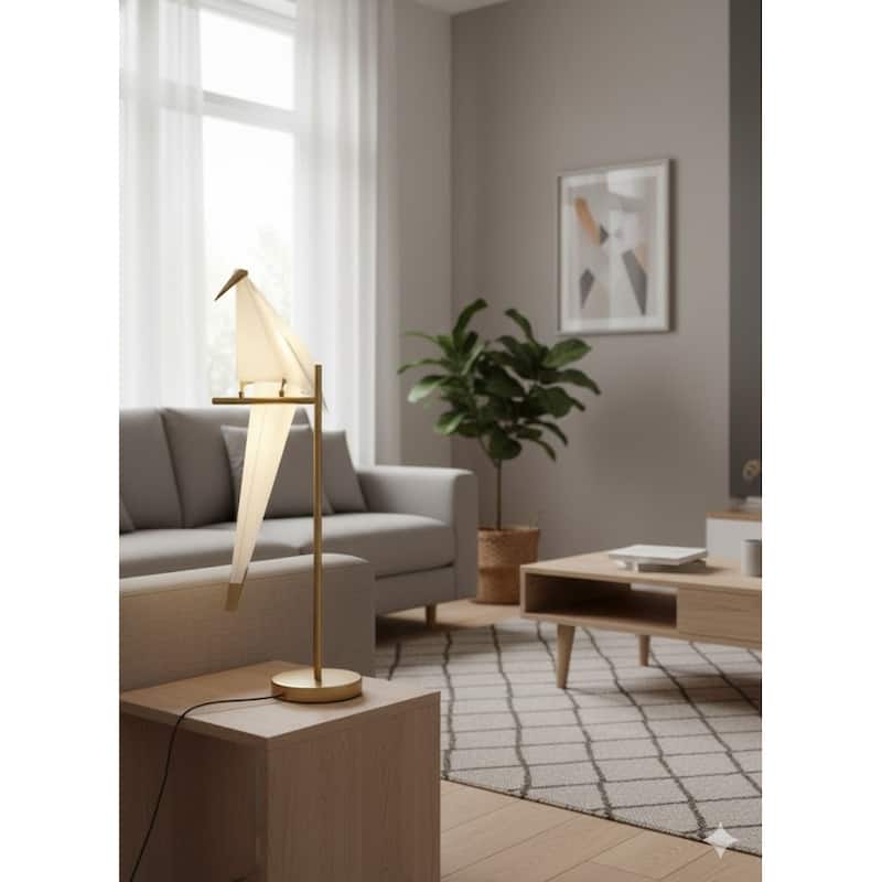 LED Bird Table Lamp With Gold Carbon Steel Hardware