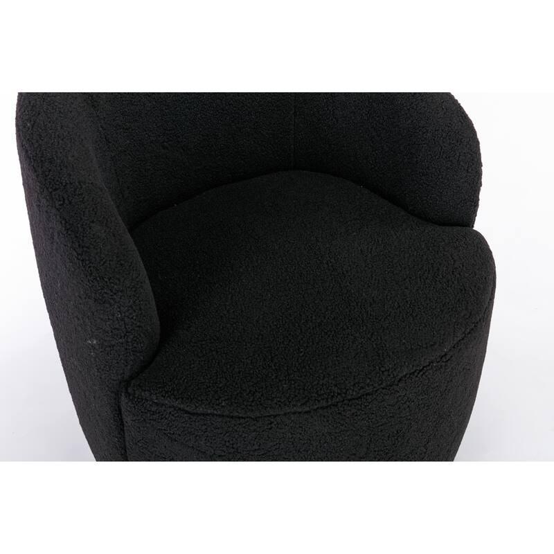 Wool Swivel Barrel Chair with 360° Rotation & Metal Base