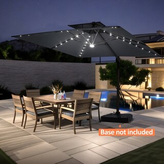 Pellebant 11X11 FT Outdoor Square Cantilever Patio Umbrella Solar LED Lighted