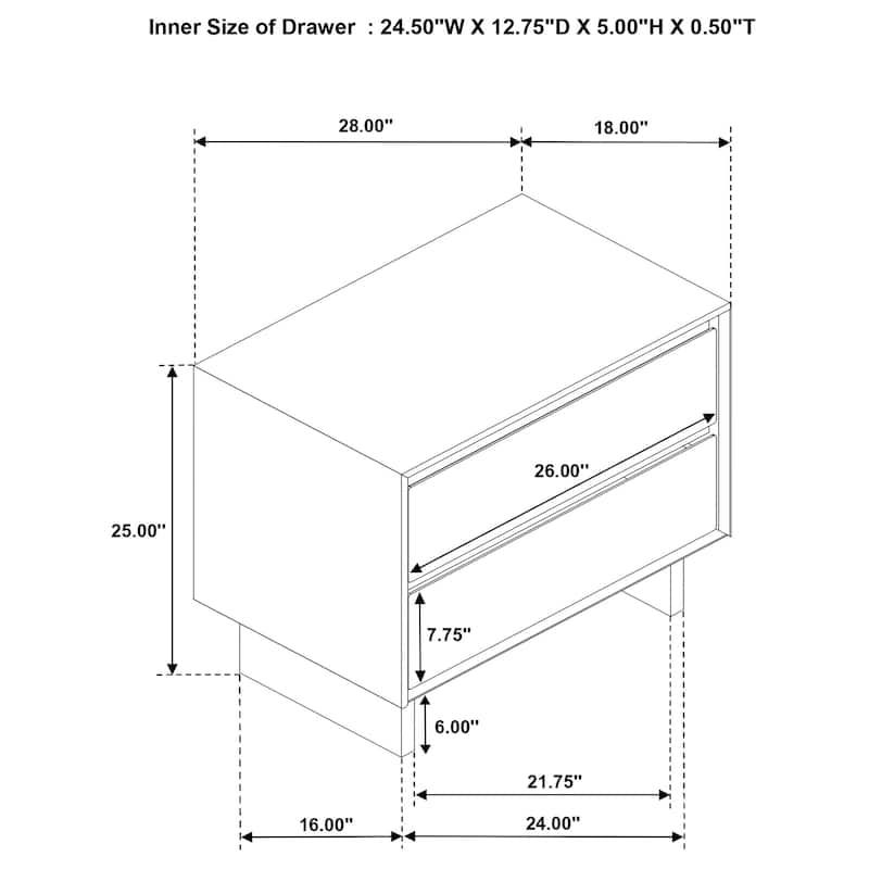 Hemlock Warm Brown 2-drawer Nightstand Bedside Table