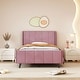 preview thumbnail 58 of 72, Twin/Full/Queen Size Velvet Upholstered Platform Bed Frame with Headboard and Wooden Slats Support, No Box Spring Needed