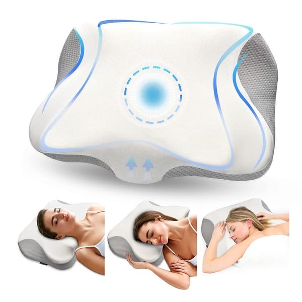 Neck Pain Relief Memory Foam Cervical Pillows for Side Sleepers White