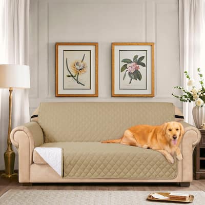 Subrtex Loveseat Reversible Couch Cover Quilted Slipcover Furniture Protector