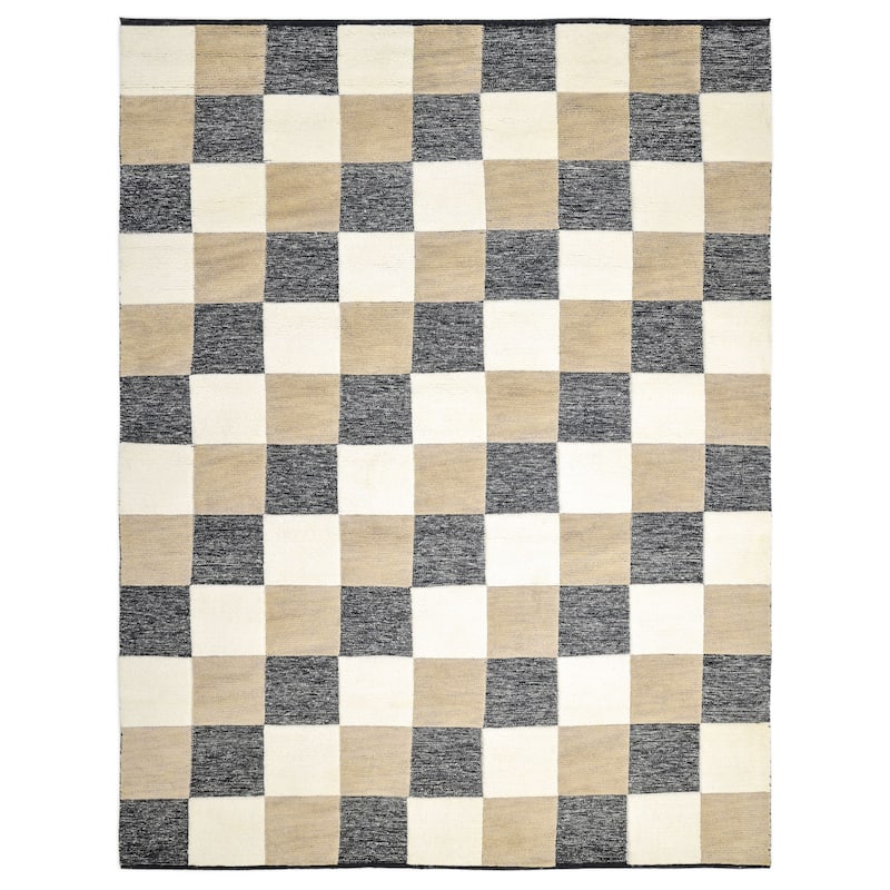 Overton Handmade Modern Contemporary Checkered Area Rug - 3'x5' - Camel