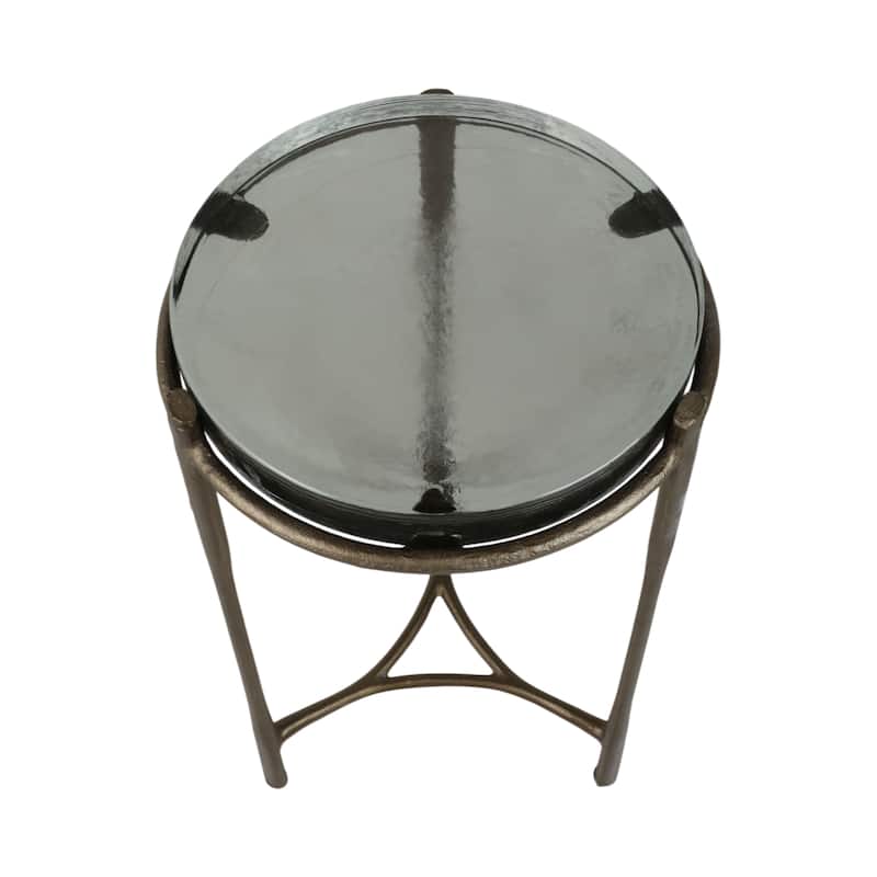 Metal Accent Side Tables Round Top and Frame Modern Design (Set of 2) - 16" x 16" x 26"