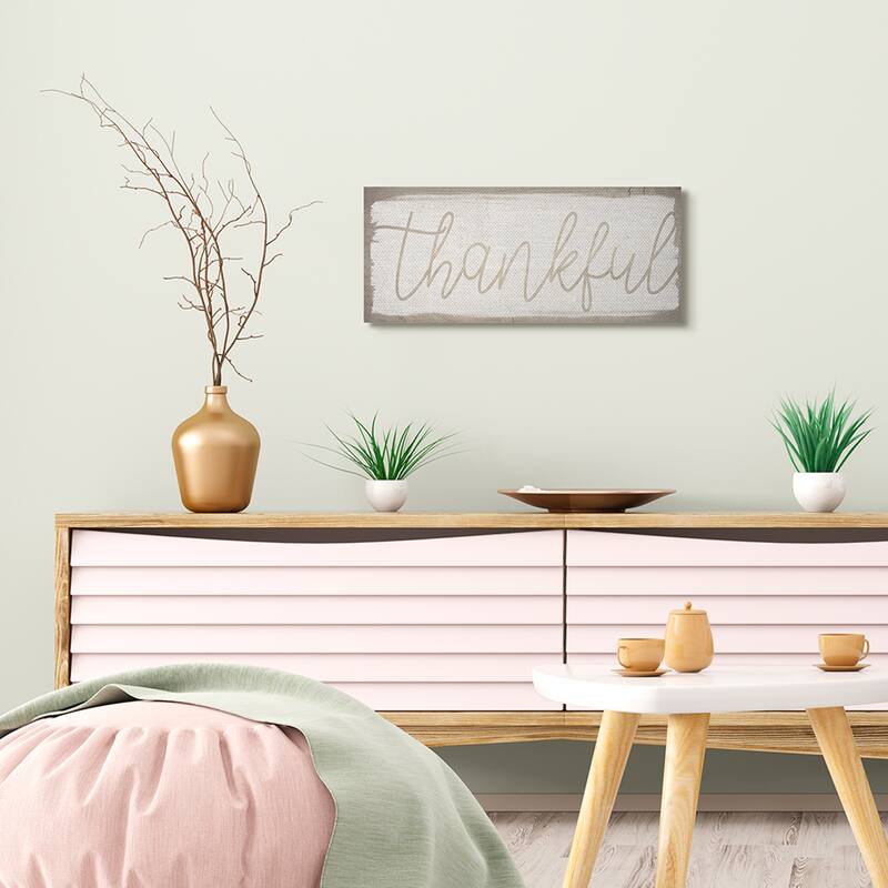 Stupell Playful Thankful Text Distressed Paint Pattern Canvas Wall Art