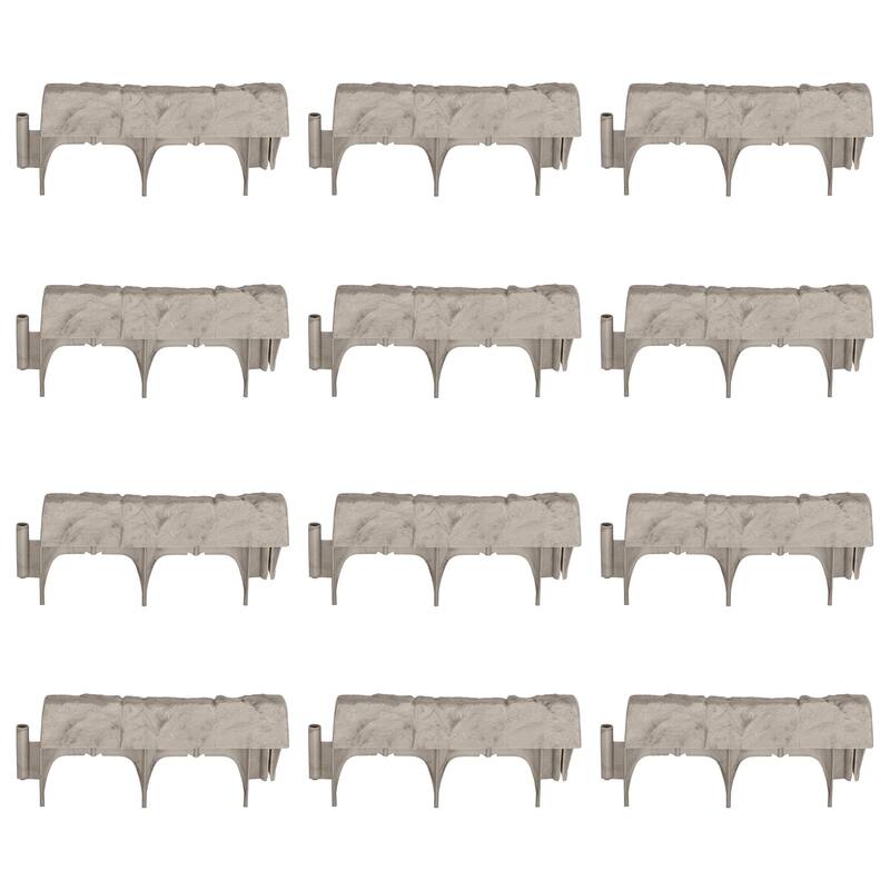 Suncast 12 Inch Landscape Design Decorative Natural Stone Edging, Gray (12 Pack) - 4.4
