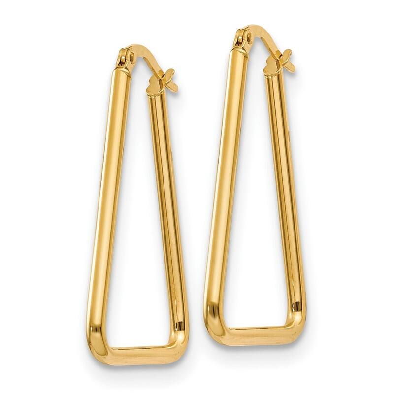 Curata 14k Yellow Gold Polished Triangle Geometric Shape 32.5x2mm Hoop Earrings