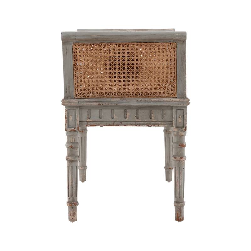 Furniture Classics Castlewood Greige Mahogany Cane Entryway Bench