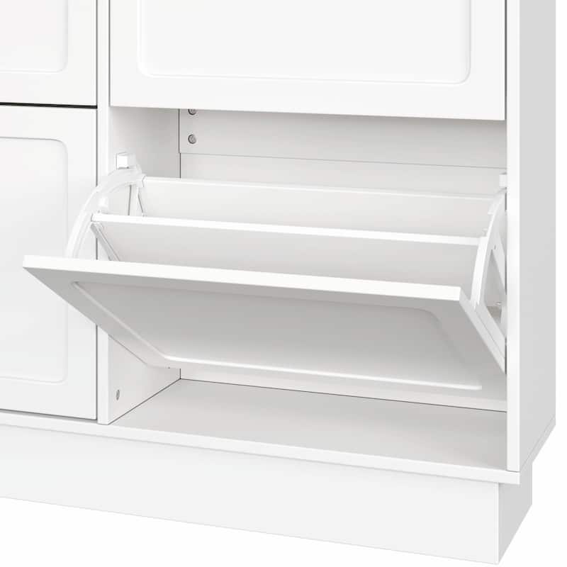 Modern Elegant Narrow Tipping Bucket Shoe Cabinet with 6 Flip Drawers