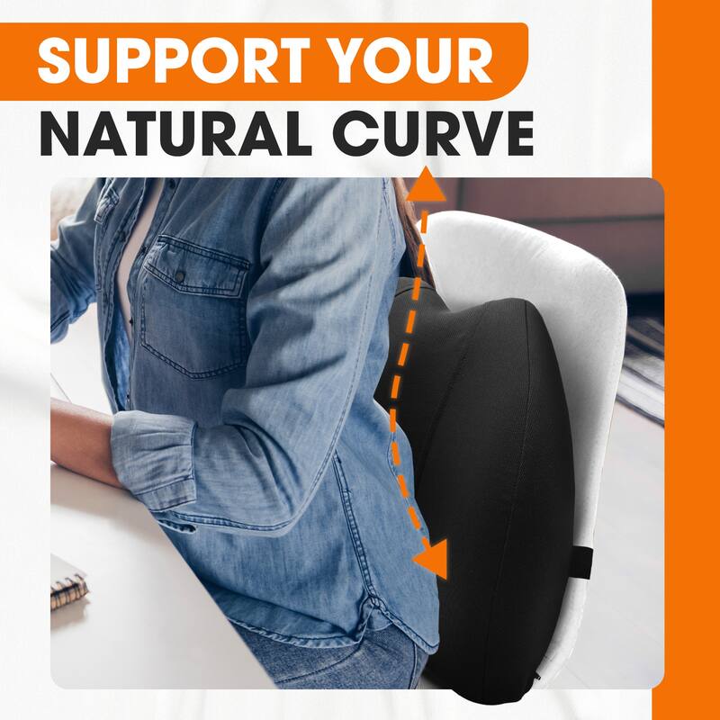Cheer Collection Black Memory Foam Lumbar Support Pillow With Washable Cover