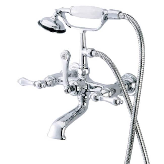 Kingston Brass Vintage Wall Mounted Clawfoot Tub Filler with Personal - Polished Chrome - Polished Chrome