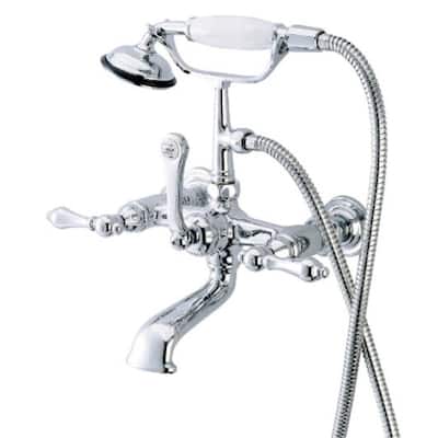 Kingston Brass Vintage Wall Mounted Clawfoot Tub Filler with Personal - Polished Chrome