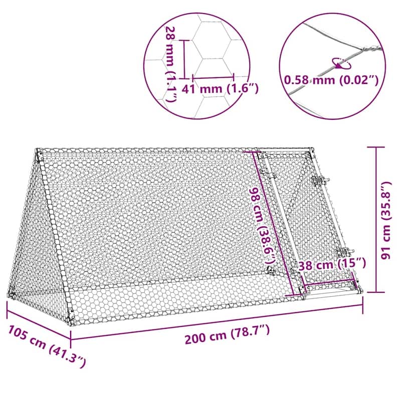 vidaXL Chicken Cage Animal House Coop Shed Backyard Silver Galvanized Steel