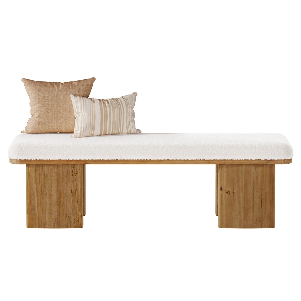 59.05-Inch Modern Bench, Solid Wood Upholstered End of Bed Bench