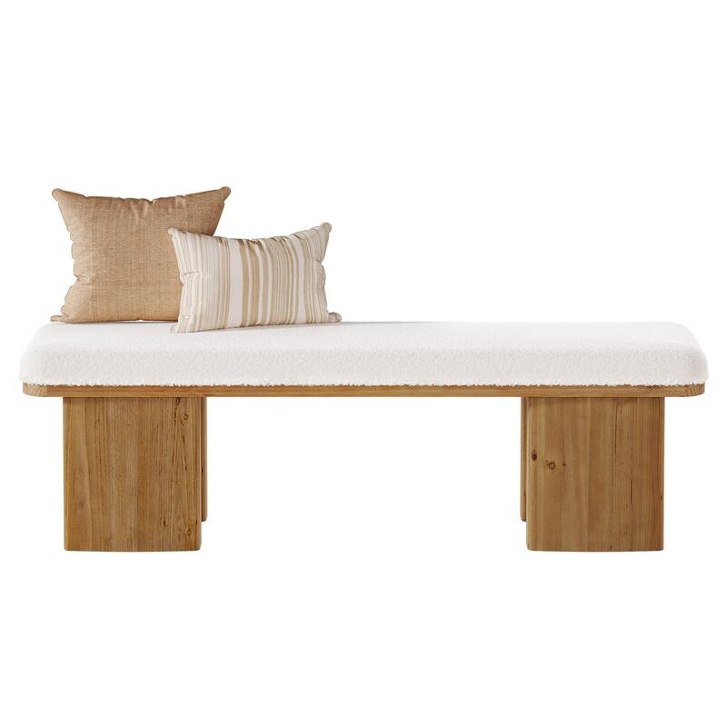 59.05-Inch Solid Wood Modern Bench, Upholstered End of Bed Bench