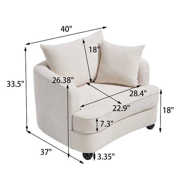 dimension image slide 5 of 11, 40.2" Modern Chenille Accent Chair,Comfy Reading Chair with Storage Ottoman