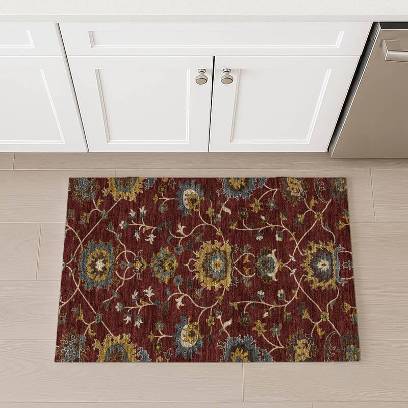 Machine Washable Indoor/ Outdoor Traditional Luna Chantille Rug