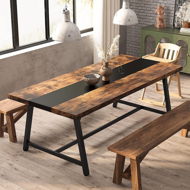 71-inch Dining Table for 8 People, Wood Kitchen Table for Big Family