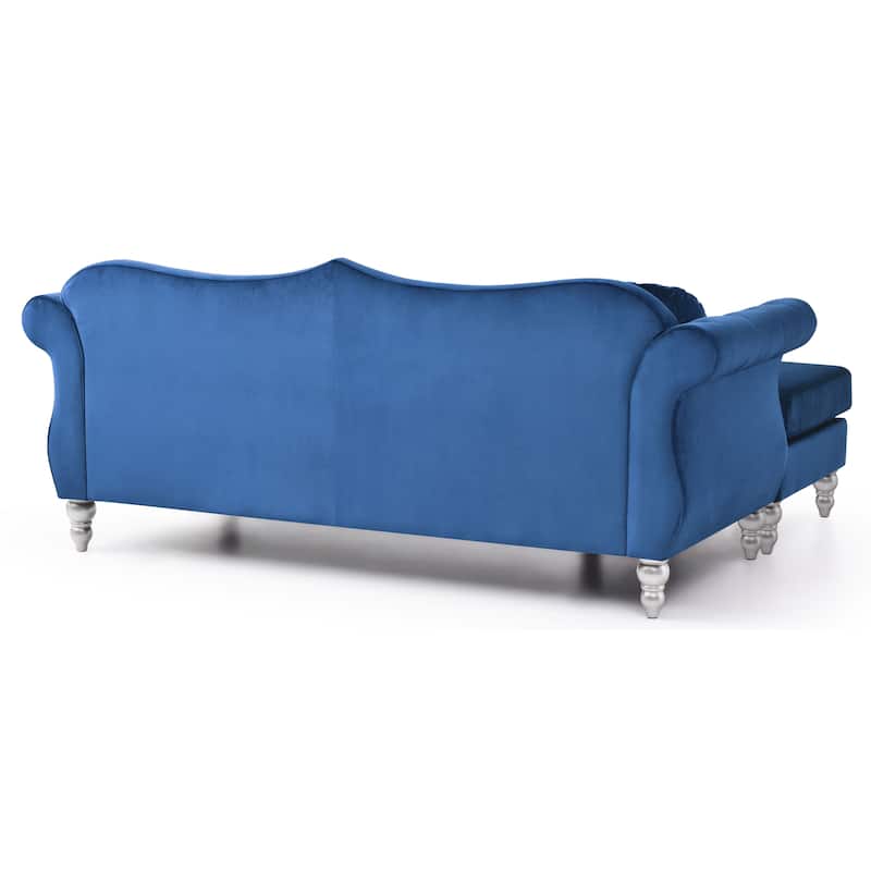 Hollywood Velvet Sofa with Reversible Chaise