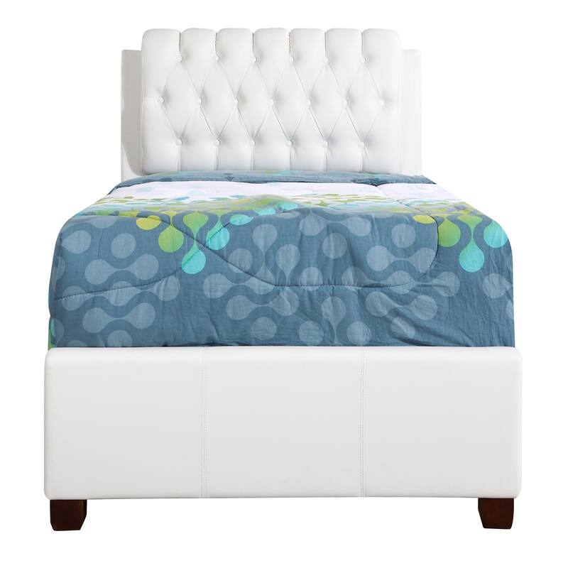 Twin Size PU Panel Bed with Sturdy PU Construction and Space-Saving Design