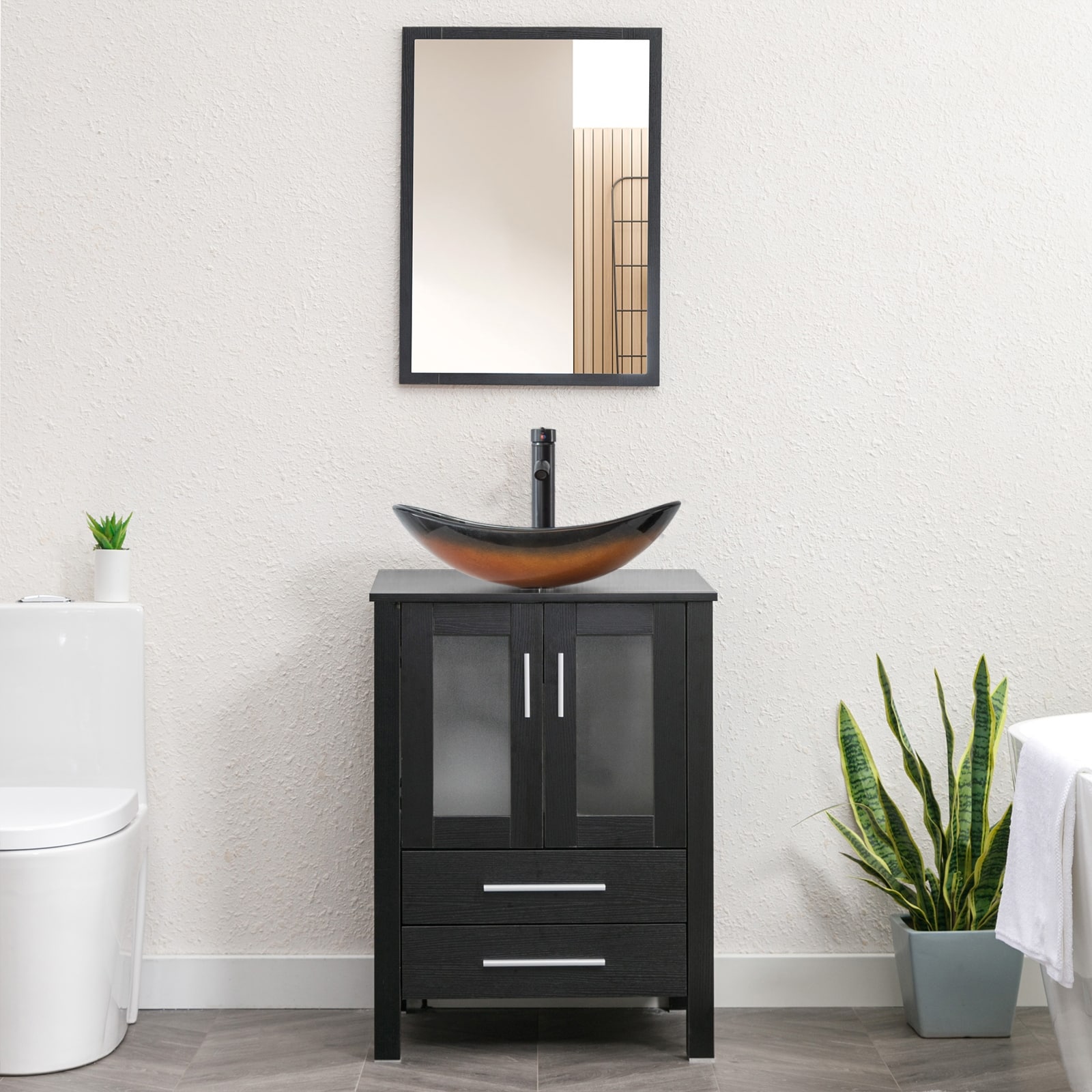 Option Glass brown boat sink
