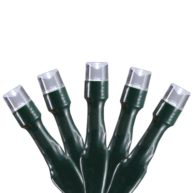 10 B/O Pure White LED Wide Angle Christmas Lights - 3 ft Green Wire - 3'