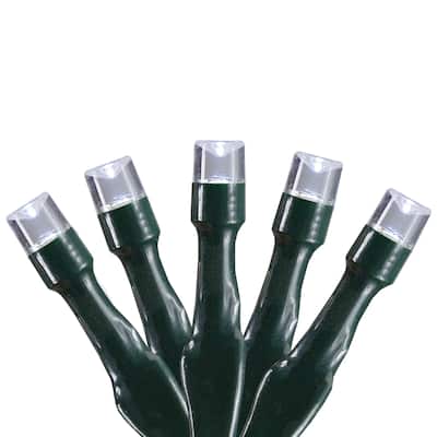 10 B/O Pure White LED Wide Angle Christmas Lights - 3 ft Green Wire - 3'