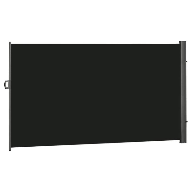 Black Adjustable Outdoor Side Awning with Waterproof Polyester Fabric and Grey Steel Frame