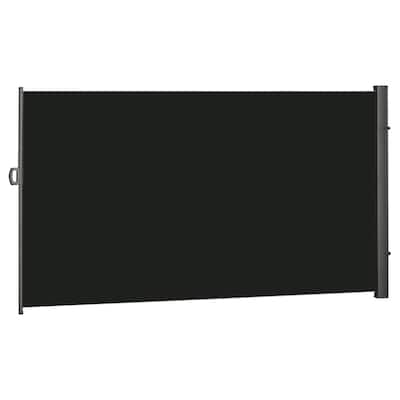 Black Adjustable Outdoor Side Awning with Waterproof Polyester Fabric and Grey Steel Frame