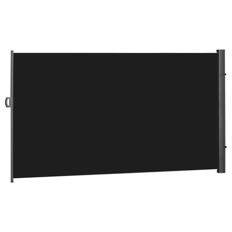 Black Adjustable Outdoor Side Awning with Waterproof Polyester Fabric and Grey Steel Frame - 118" L x 78.75" H