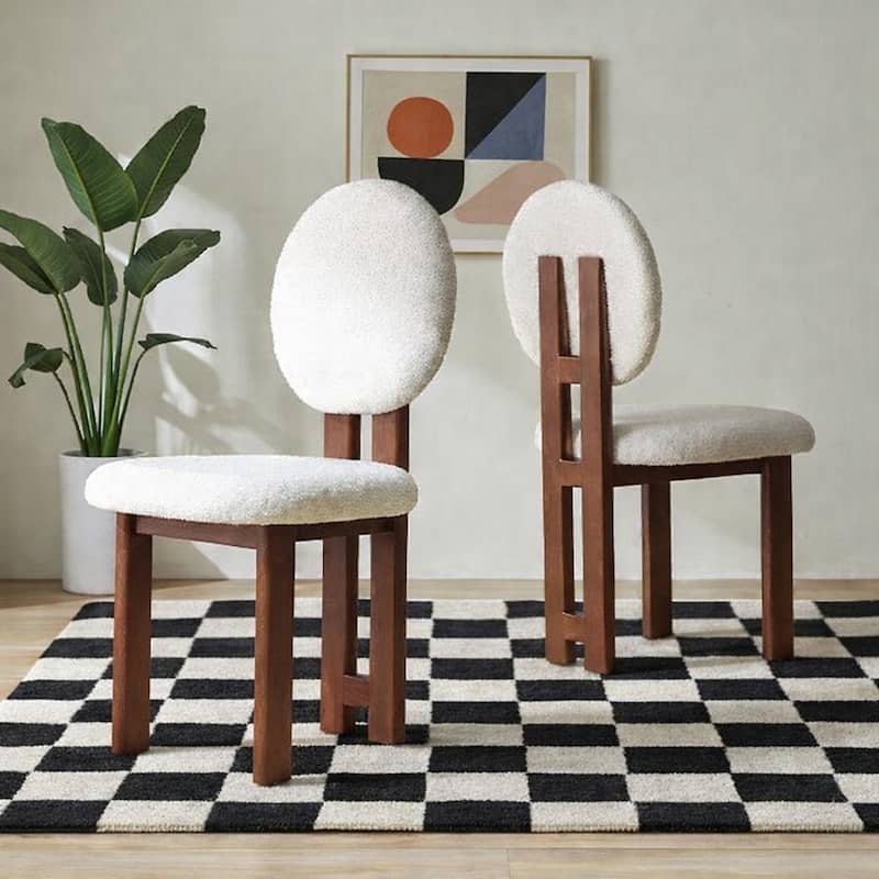 Upholstered Solid Wood Side Chair Dining Chair (Set of 2) - Brown