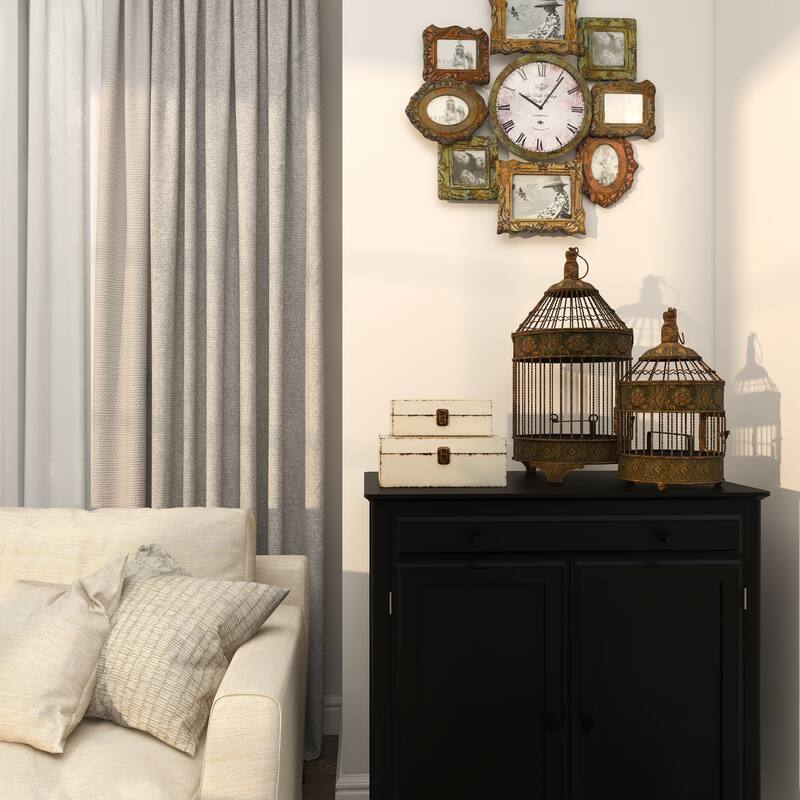 Metal Floral Antique Twisted Rod Birdcage with Latch Closure and Hanging Hook - Set of 2 Bronze - Roche River Decor