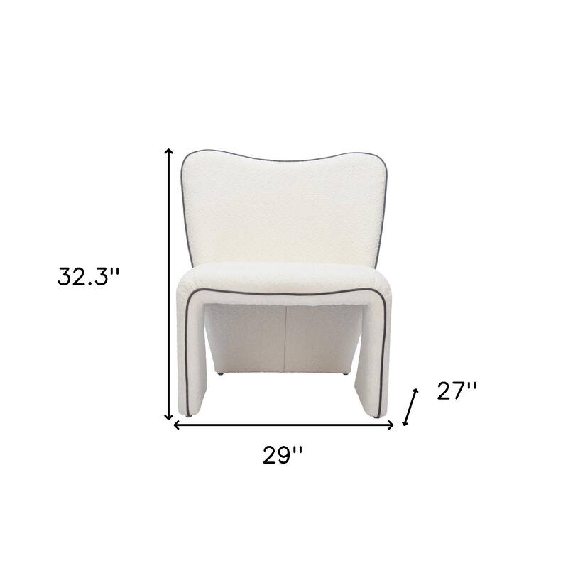 HomeRoots 29" Ivory Faux Shearling And Upholstered Side Chair - 29' X '32.3' X '27