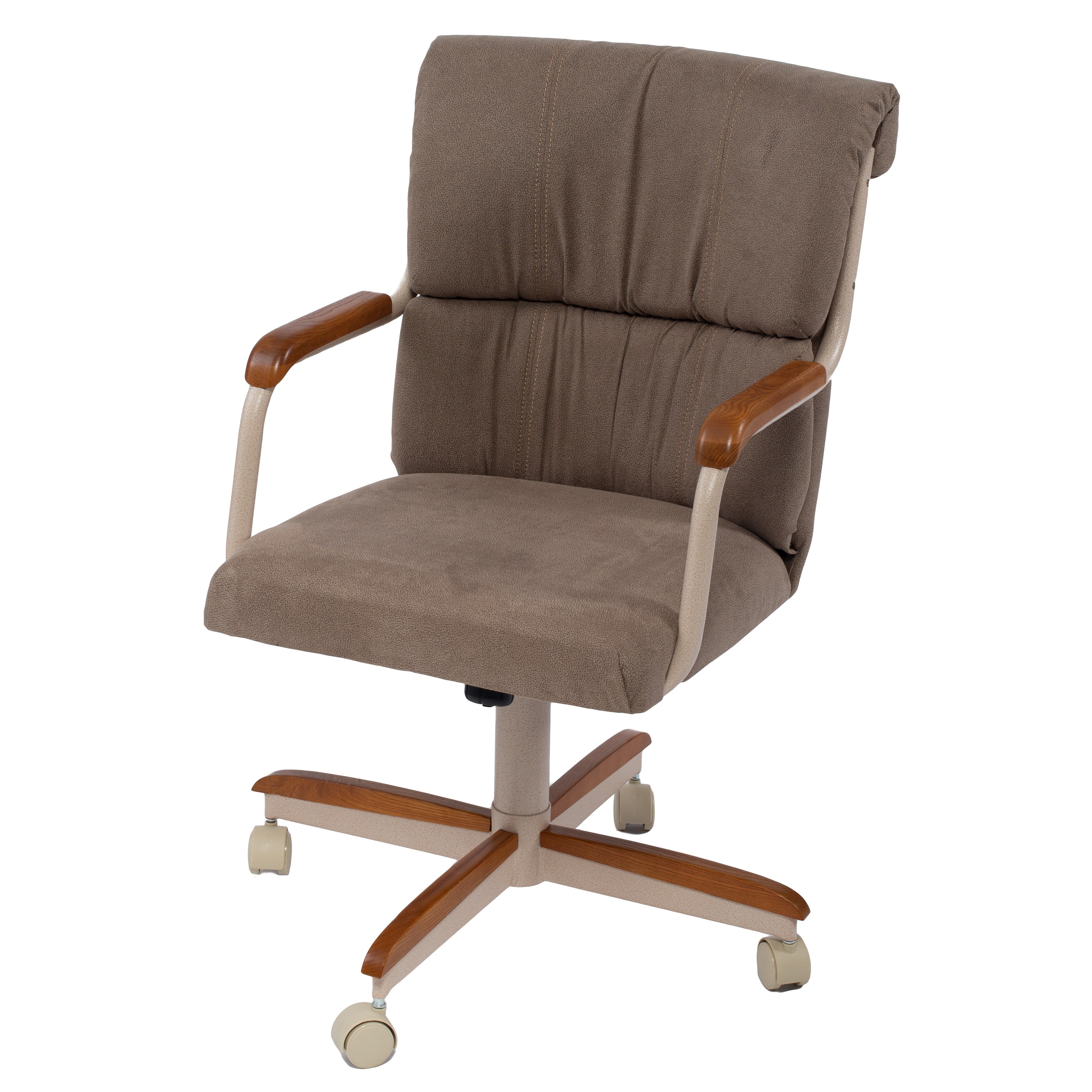 Shop Casual Brown Cushion Wood Metal Office Chair Caster Chair