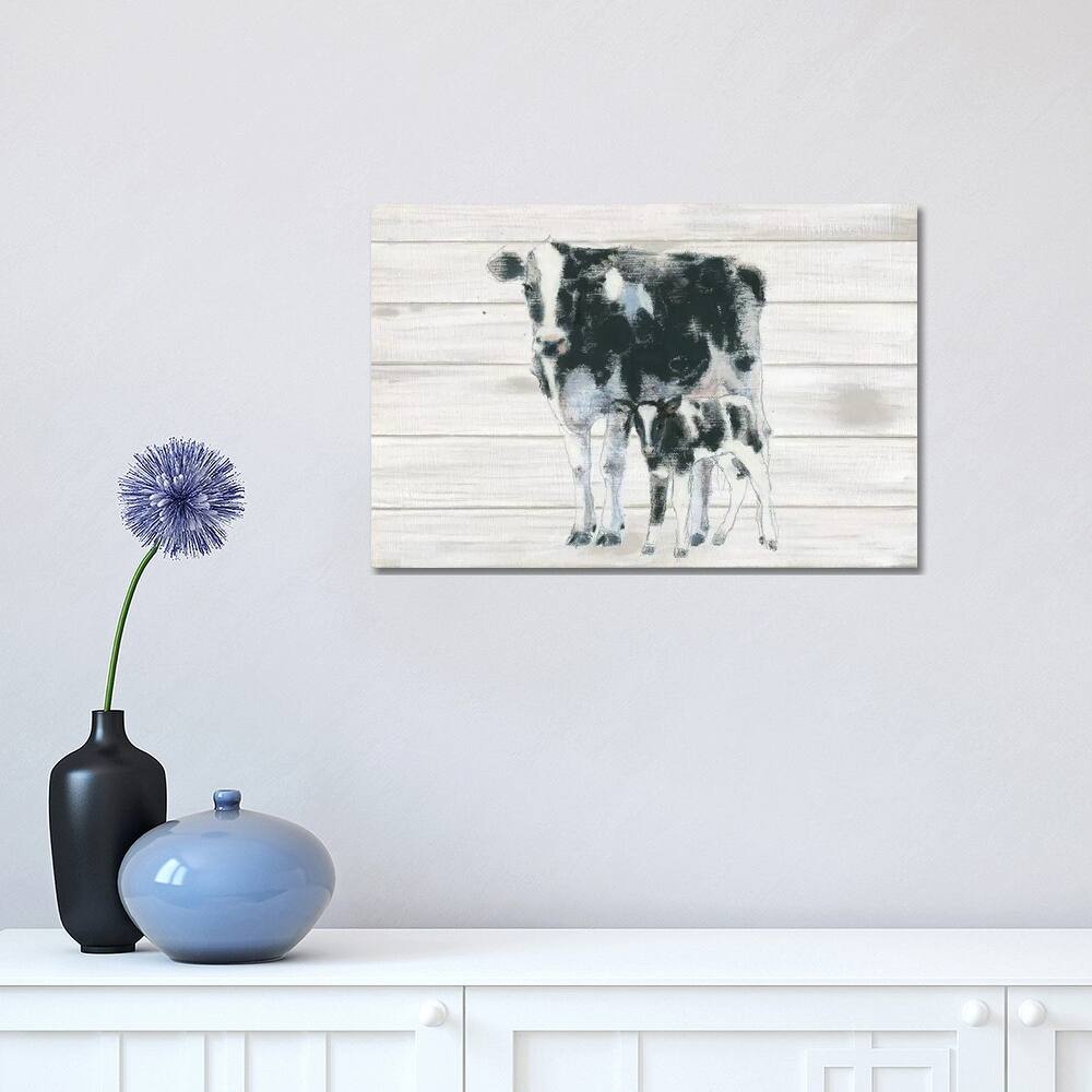 iCanvas "Cow And Calf On Wood" by Emily Adams Canvas Print