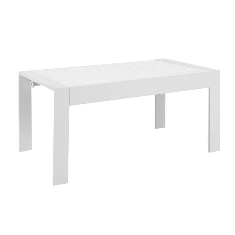 43" Aluminum Patio Coffee Table, Modern White Rectangle Table