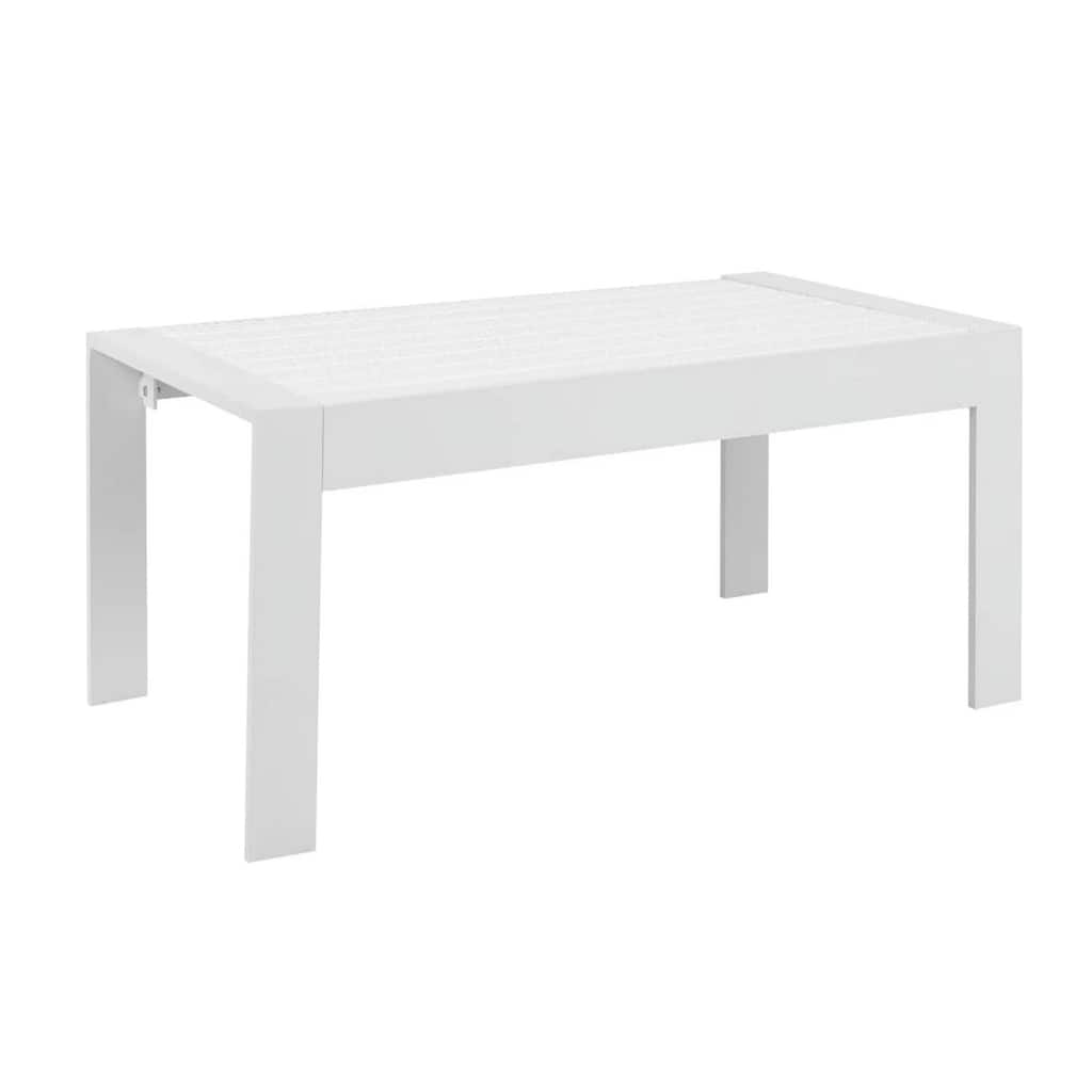 43" Aluminum Patio Coffee Table, Modern White Rectangle Table