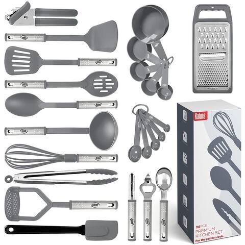 Kitchen Utensil Set, 24 Nylon and Stainless Steel Cooking Utensils