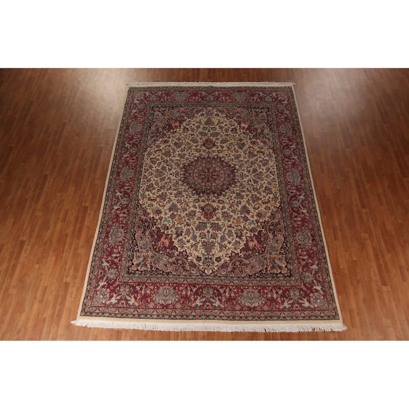 Vegetable Dye Animals Qum Chinese Area Rug Hand-Knotted Wool Carpet - 9'1"x 12'5"