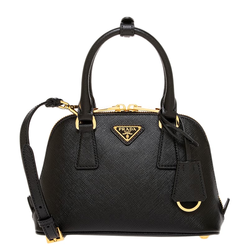 Prada Promenade Mini Saffiano Leather Bag - Black