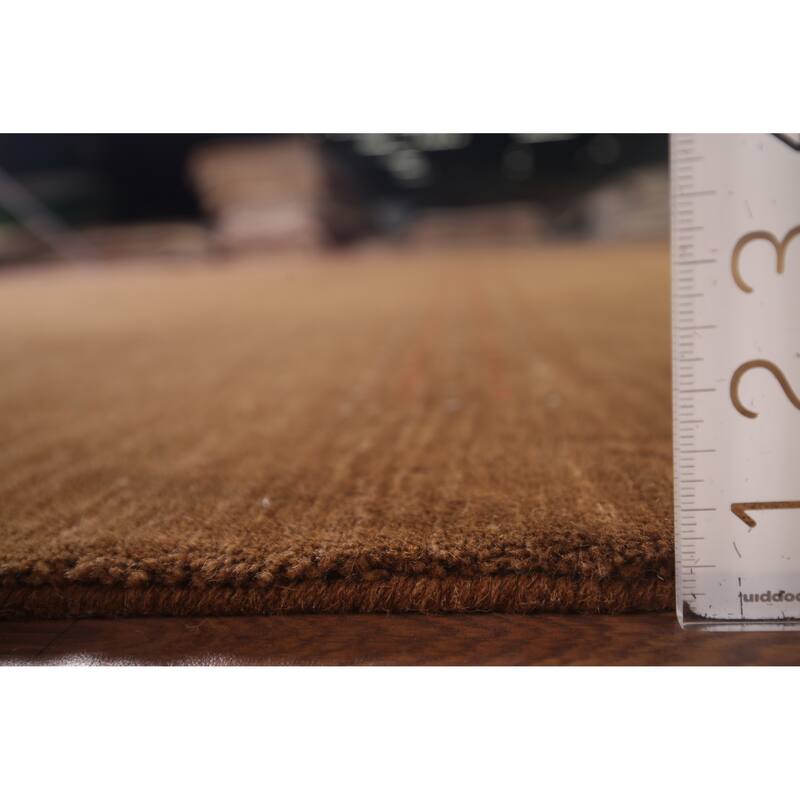 Brown Gabbeh Oriental Area Rug Hand-Knotted Tribal Wool Carpet - 6'9"x 9'7"