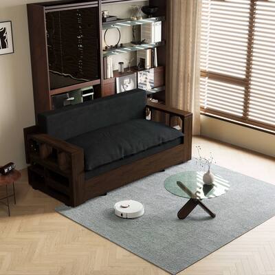 3-in-1 Convertible Sleeper Sofa Bed with Pull-Out Bed and Hidden Desk, Ideal for Small Space