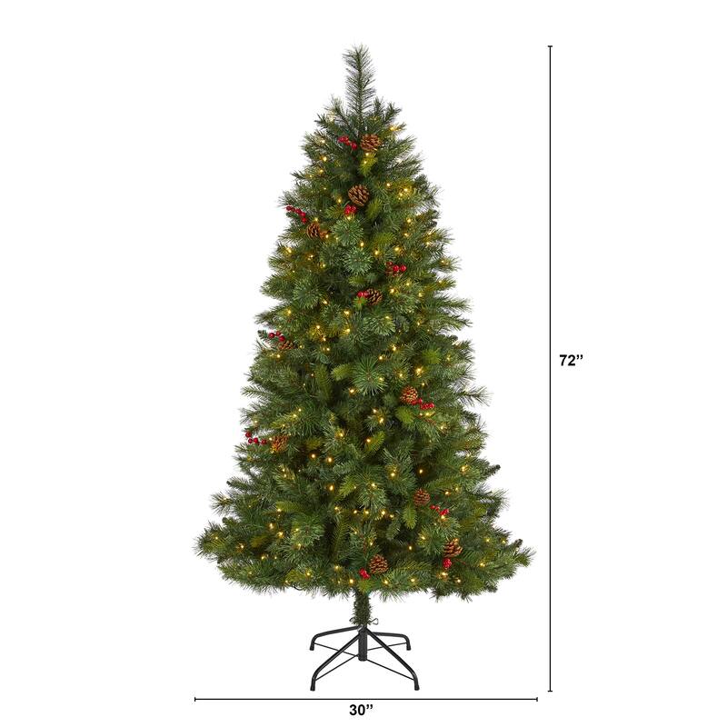 6’ Pre-Lit Aberdeen Spruce Artificial Christmas Tree, Clear LED Lights - 6 Foot