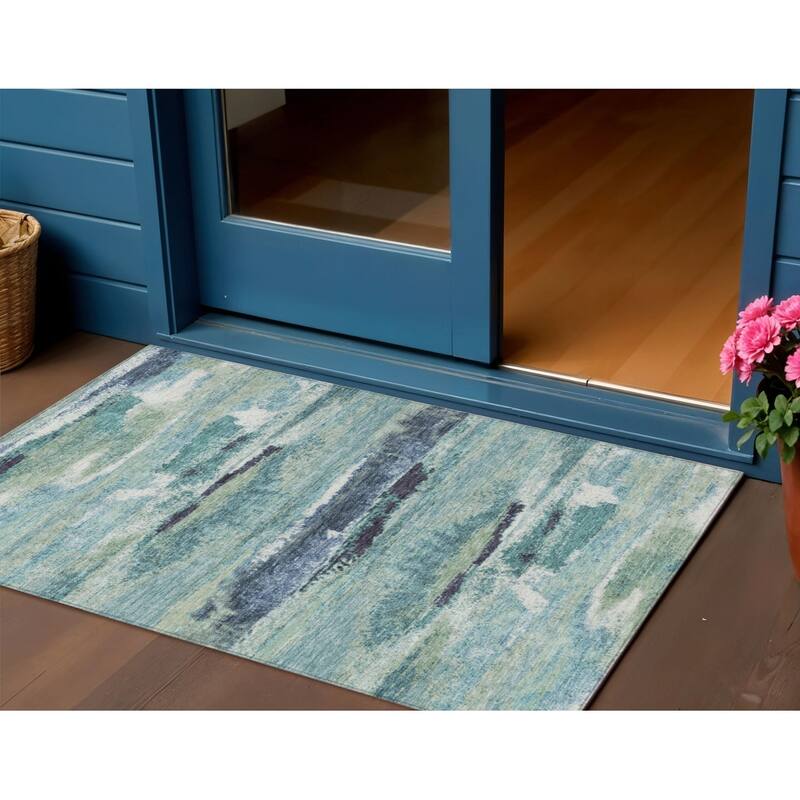 HomeRoots Abstract Transitional Rectangle Outdoor Rug - 3' x 5'