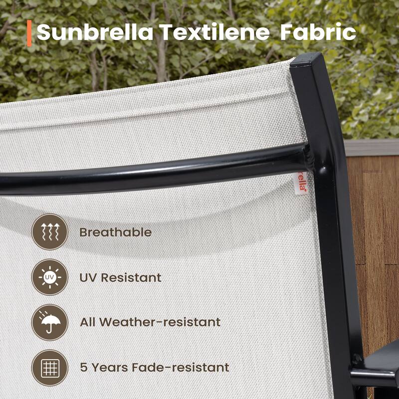 Outdoor Patio Aluminum BarStools Dining Armrest Chairs with Sunbrella Fabric