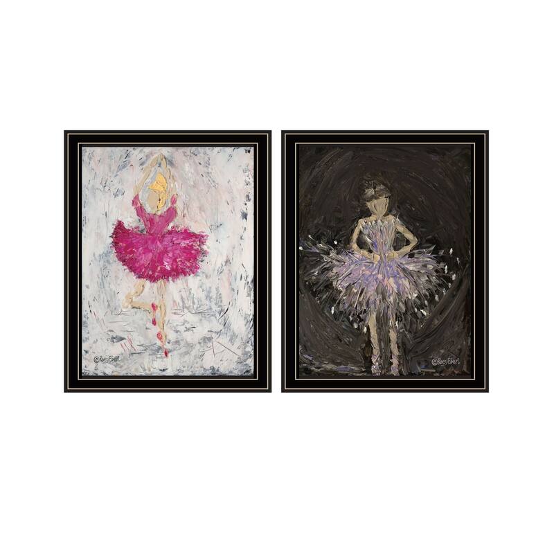 Trendy Decor 4U "Ballerina Dancers" Printed Framed Wall Art by Roey Ebert - Black - 14 x 18